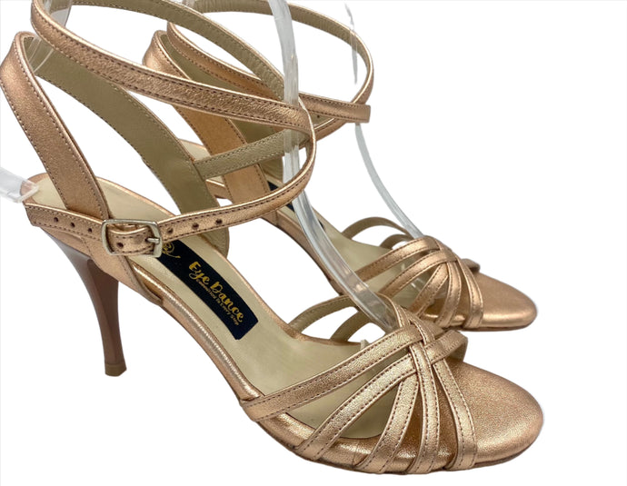 rose gold shoes with stripes for dance and wedding.