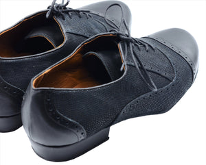 Black leather handmade Italian  tango shoes for men