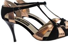 Tango shoes black and coper colar. comfortable dance Event shoes black color.