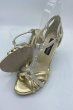 Santa fe hand made golden and silver tango shoes with crystals