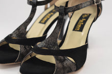 Black tango shoes with gray accent. Black dance shoes has 2 inches lower heel.