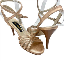 rose gold shoes with stripes for dance and wedding.