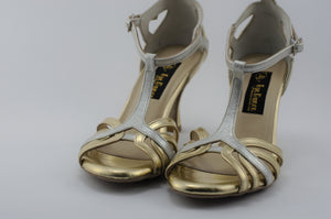 Santa fe tango, tango shoes, gold tango shoes, low heel tango shoes, t-strap tango shoes,sued sole