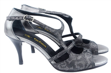 Milano tango shoes  has gray snake leather.Tango shoes 6 cm heel.