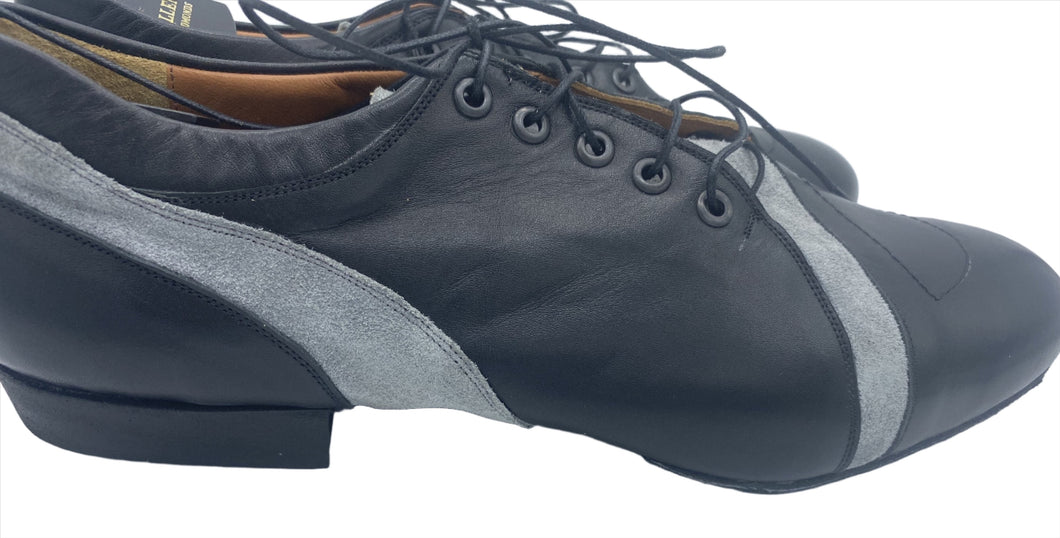 Black and gray color tango shoes. Black leather, gray part is suede tango shoes. Ballroom shoes For wide feet.