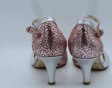 silver tango shoes, leather sole pink dance shoes.ballroom shoes has 6 cm(2 inches) short heel.